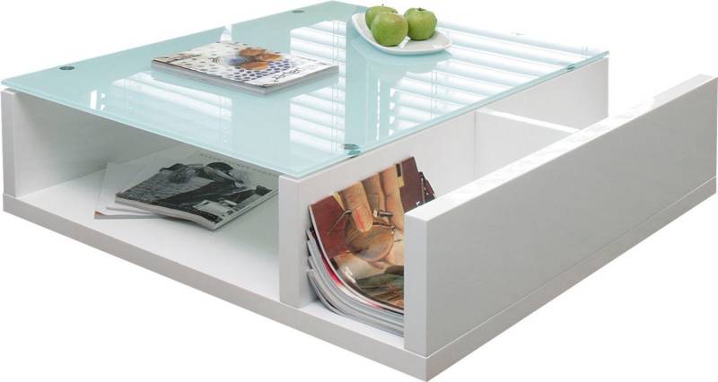 SalesFever Couchtisch Wohnzimmer-Tisch im skandinavischen Stil, Praktisch mit seitlichem Magazinfach von SalesFever