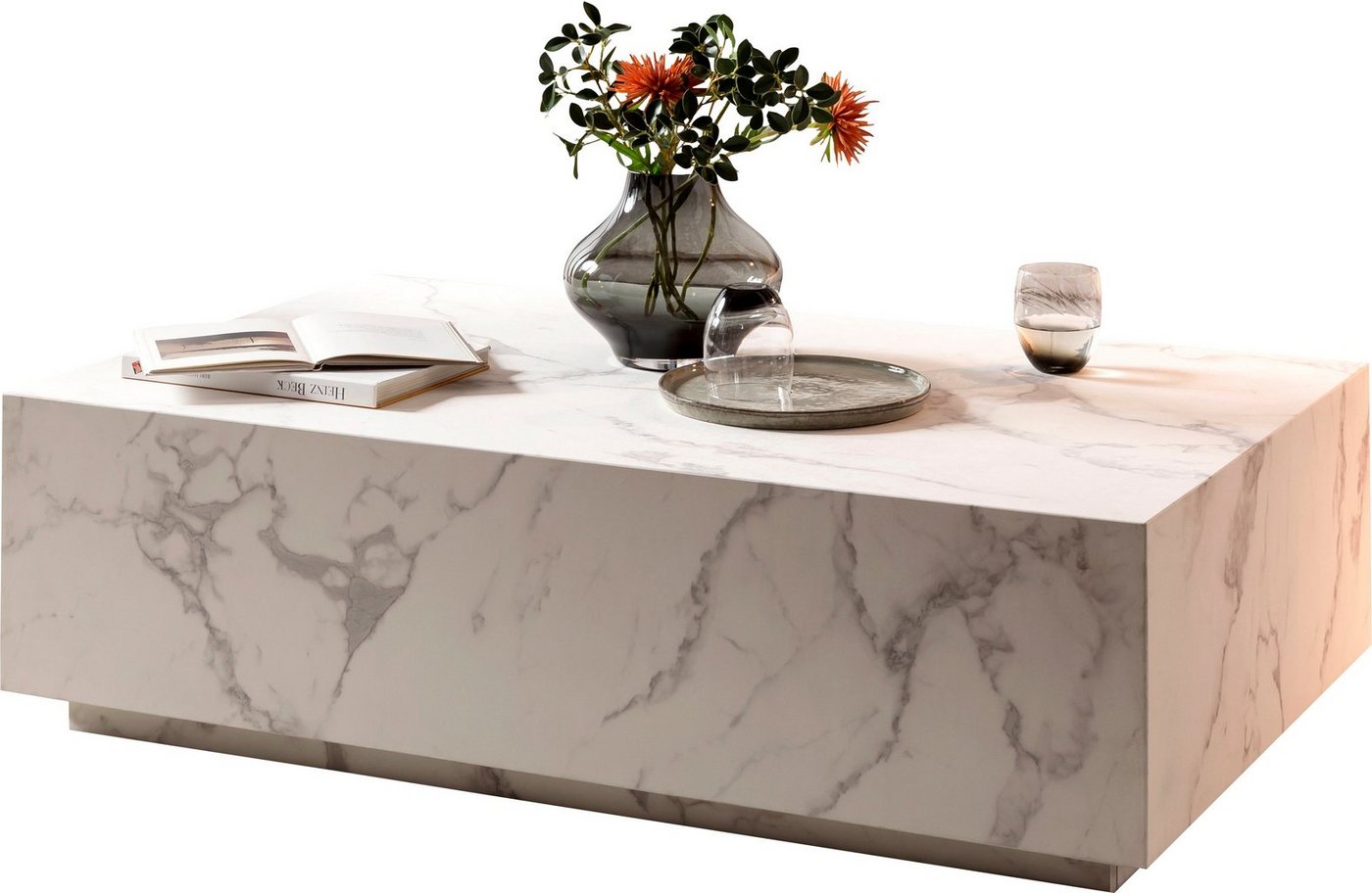 SalesFever Couchtisch Almeria Beistelltisch: Stilvoller Tisch 120/75 cm, Stilvoller, rechteckiger Tisch in edler Marmoroptik, 120x75cm von SalesFever