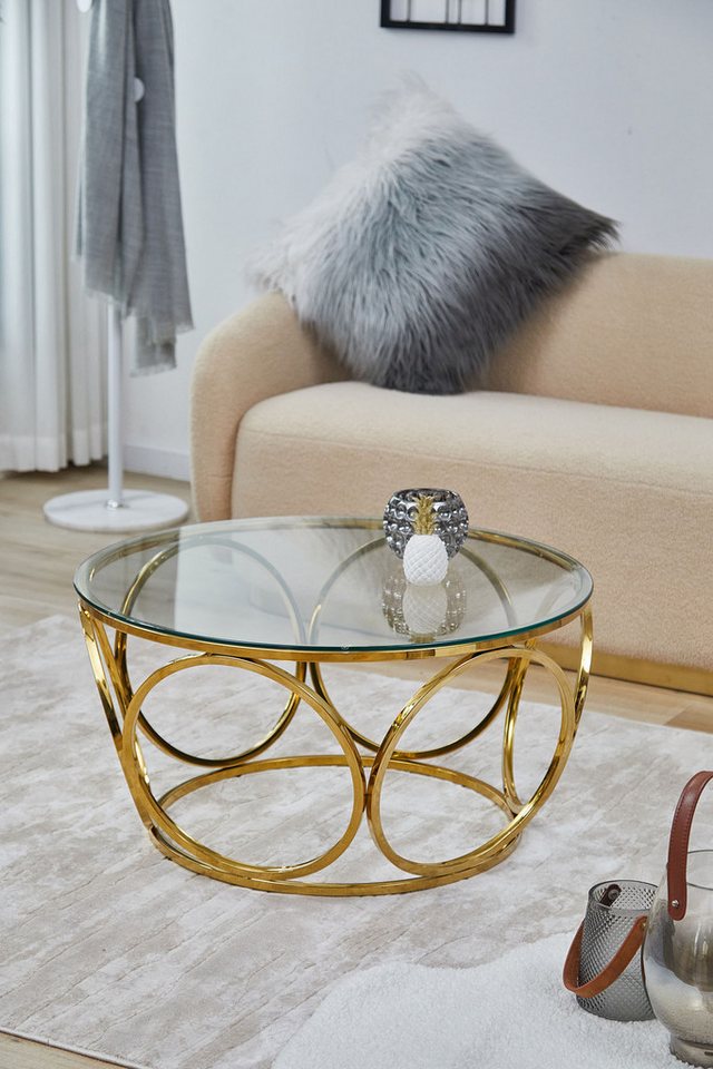 SalesFever Couchtisch Couchtisch im eleganten Stil, mit Design-Gestell aus Stainless Steel von SalesFever