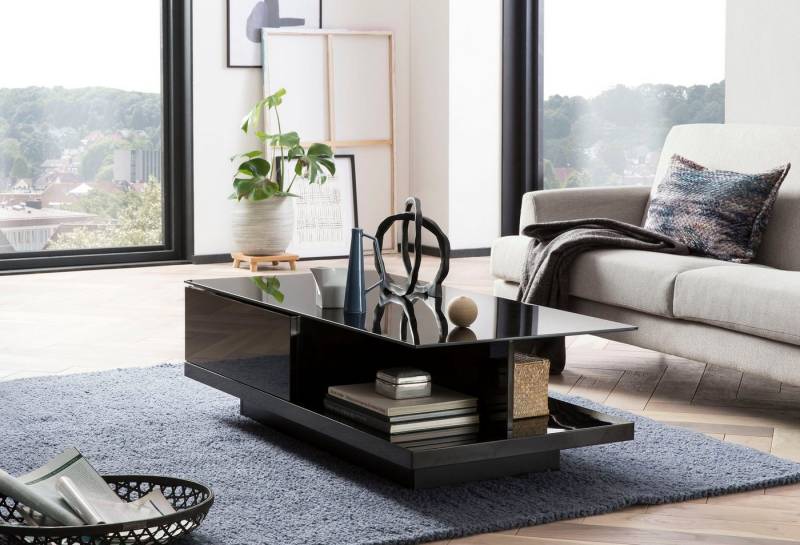 SalesFever Couchtisch im minimalistischen Stil, Elegante Tischplatte aus robustem Kristallglas von SalesFever