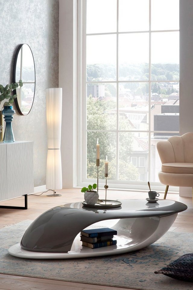 SalesFever Couchtisch Lignano Coffeetable - stilvoller Mittelpunkt, Fiberglas-Couchtisch: Zweifarbiges Design, unvergleichlicher Stil von SalesFever