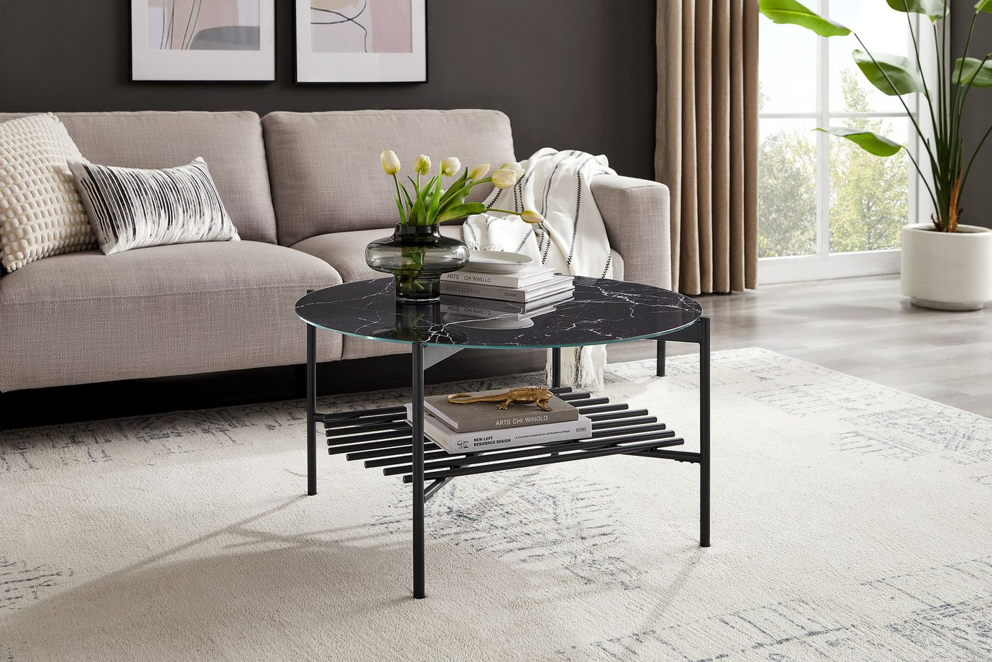 SalesFever Couchtisch (1-St), Glasplatte in Marmoroptik von SalesFever