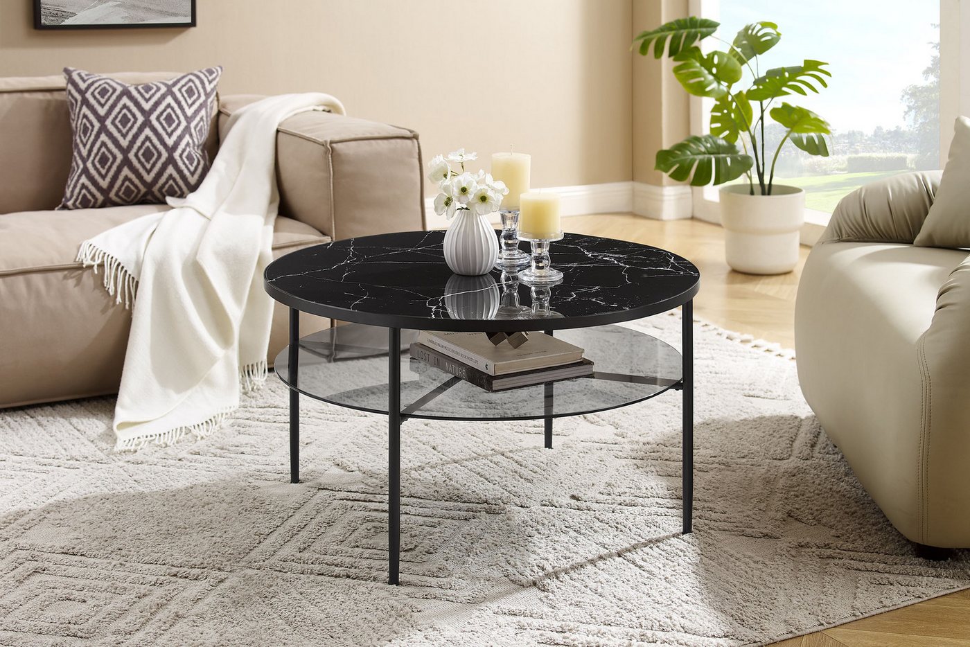 SalesFever Couchtisch Designer Couchtisch (1-St), Tischplatte in Marmoroptik von SalesFever