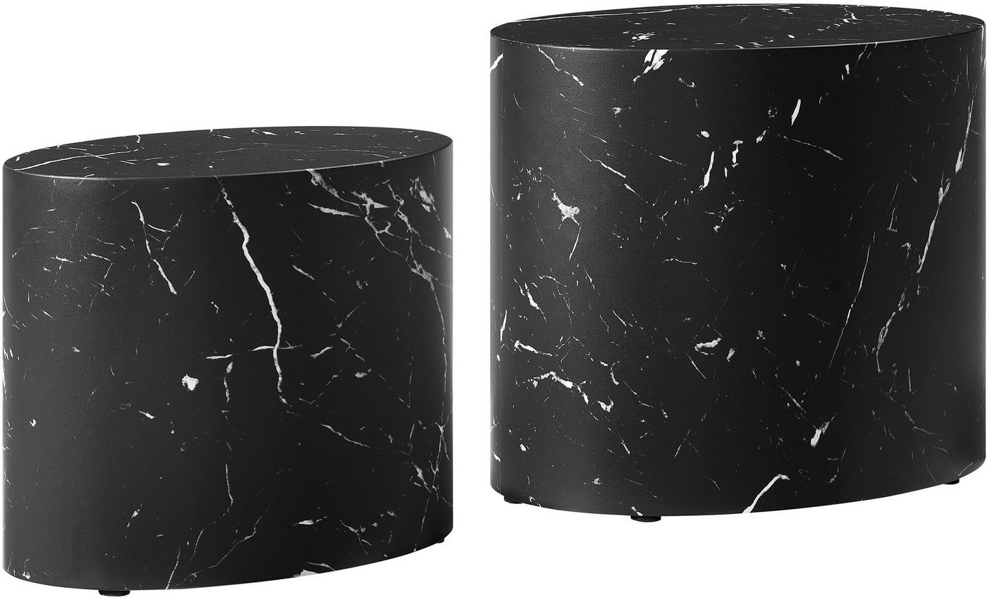 SalesFever Couchtisch Almeria Beistelltisch (Set, 2-St., 2er Set), oval, in Marmoroptik foliert von SalesFever