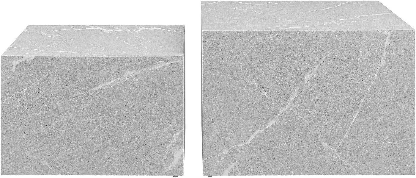 SalesFever Couchtisch Almeria - stilvoller Couch- und Beistelltisch (Set, 2-St., 2er Set), Quadratisches 2er-Set in edler Marmoroptik von SalesFever