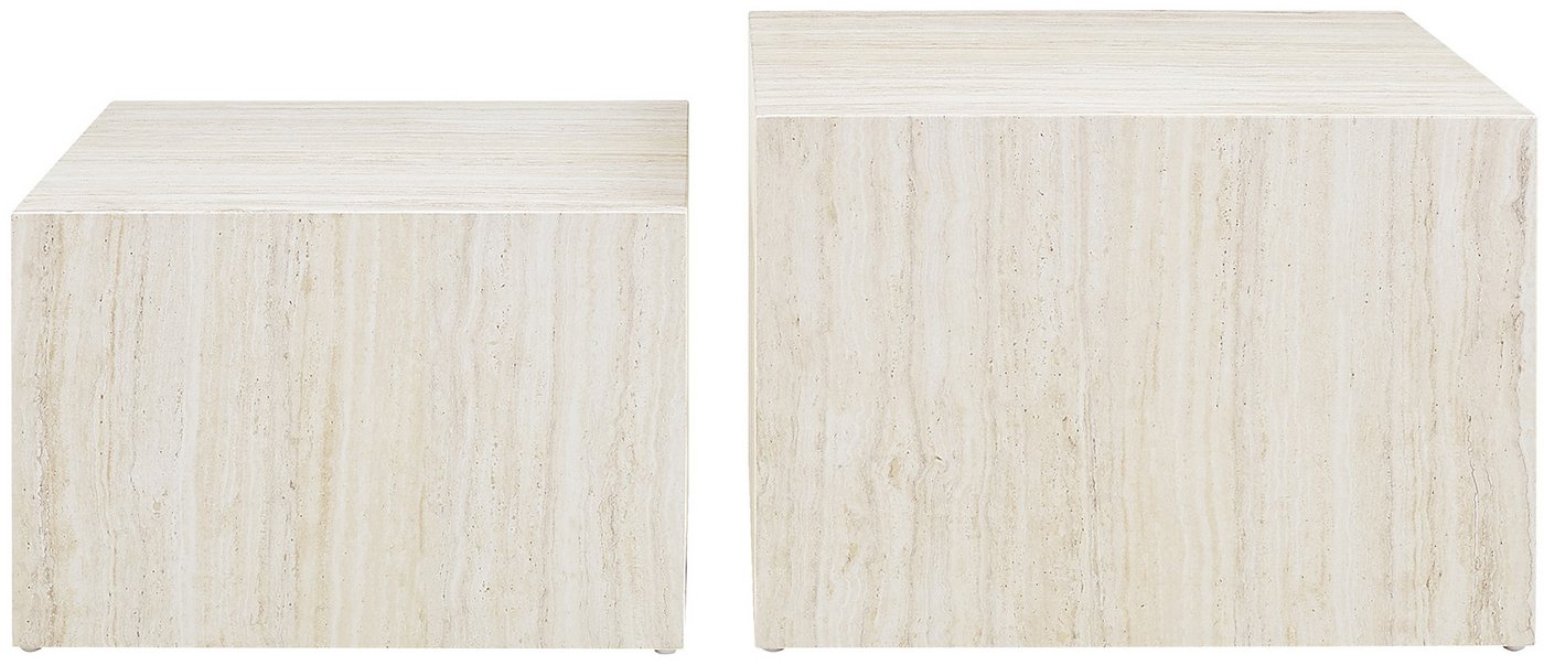 SalesFever Couchtisch Almeria - stilvoller Couch- und Beistelltisch (Set, 2-St., 2er Set), Quadratisches 2er-Set in edler Marmoroptik von SalesFever