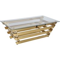 SalesFever Couchtisch 130x70 cm Gold/Klarglas von SalesFever