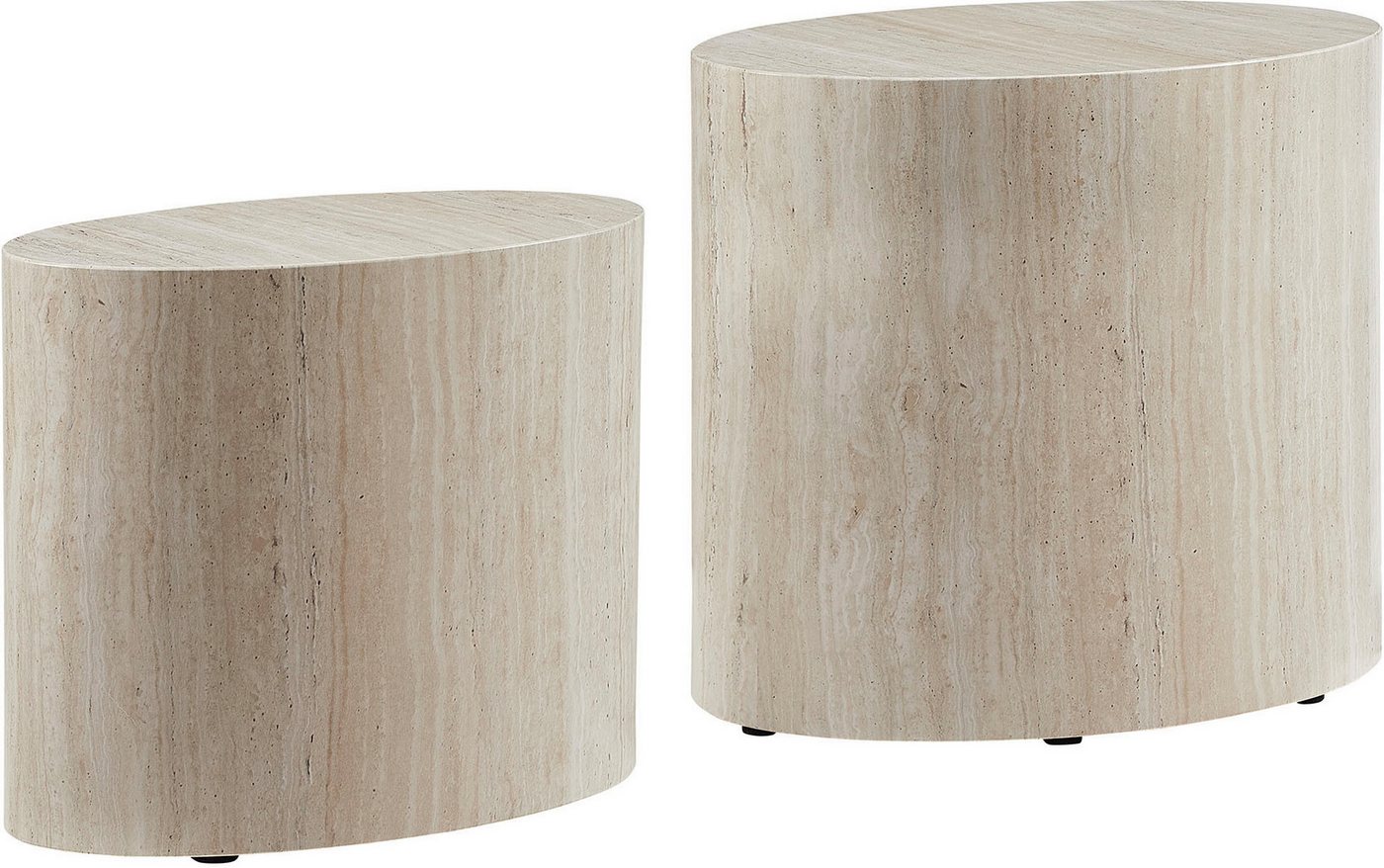 SalesFever Couchtisch Almeria - Stilvoller Couch- und Beistelltisch (Set, 2-St., 2er Set), oval, in Travertinoptik von SalesFever
