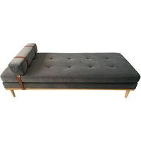 SalesFever Daybed Samt mit Kopf- und Nackenstütze Heveaholz lackiert von SalesFever