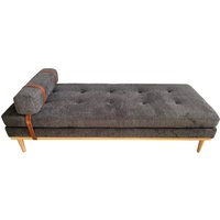 SalesFever Daybed Strukturstoff mit Kopf- und Nackenstütze Heveaholz lackiert von SalesFever