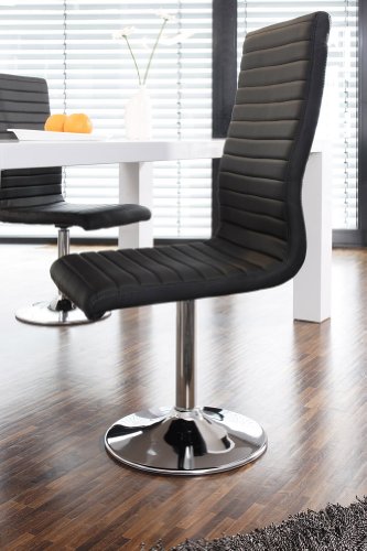 SalesFever Drehstuhl aus Kunstleder mit Chromfuß Lio schwarz von SalesFever