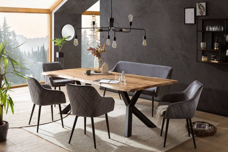 SalesFever Eckbankgruppe Eckbankgruppe im Landhausstil, (Set, 6-tlg), Rückenfläche mit aufwändiger Rautensteppung von SalesFever