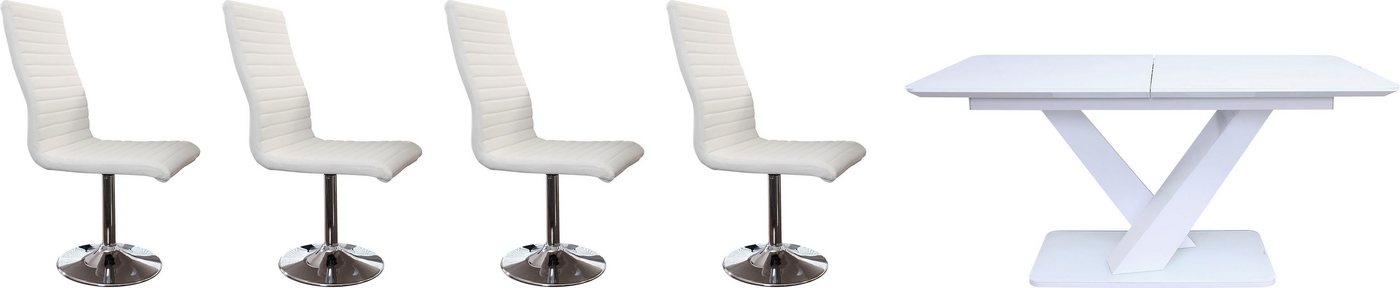 SalesFever Essgruppe Design Essgruppe für stilvolle Mahlzeiten, (Set, 5-tlg), 5-teiliges Set: Tisch mit praktischer Ausziehfunktion von SalesFever