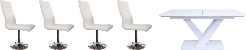 SalesFever Essgruppe Design Essgruppe für stilvolle Mahlzeiten, (Set, 5-tlg), 5-teiliges Set: Tisch mit praktischer Ausziehfunktion von SalesFever