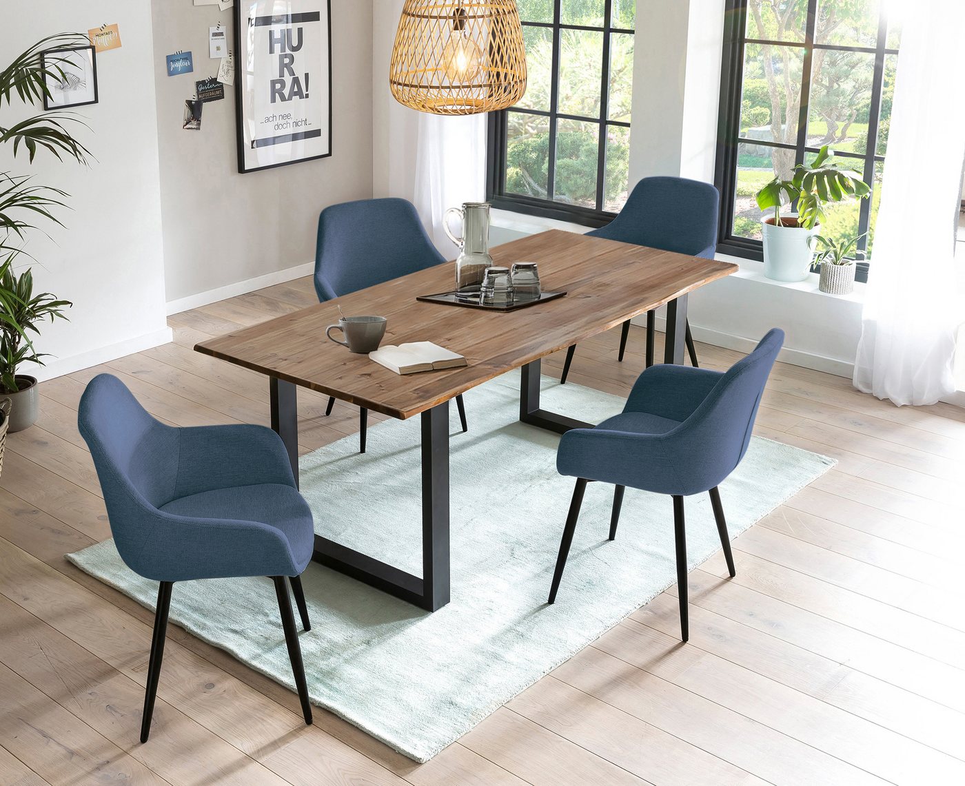 SalesFever Essgruppe Stilvolle Essgruppe für Ihr Zuhause, (Set, 5-tlg), 5-teiliges Set, Tischplatte mit seidenmattem OSMO Hartwachs-Öl behande von SalesFever