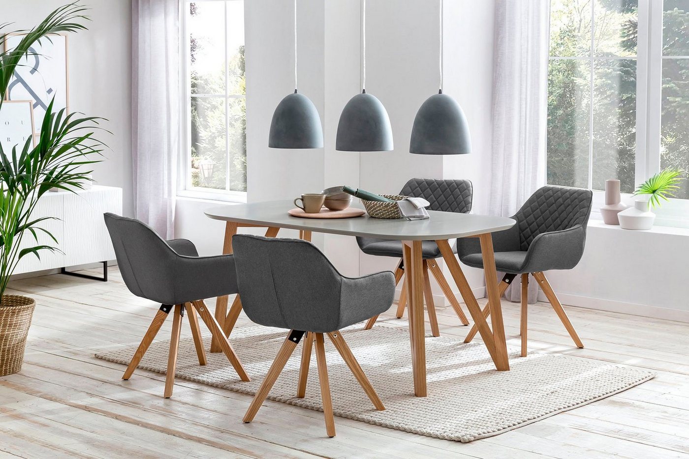 SalesFever Essgruppe Växjö - Elegant gestaltete Sitzgruppe, (Set, 5-tlg), bestehend aus 4 modernen Polsterstühlen und einem 180 cm breiten Tisch von SalesFever