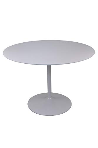 SalesFever Esstisch rund OBAO | Durchmesser 110 cm | Bistro-Tisch Hochglanz weiß | Tischplatte MDF | Gestell Metall | stilvolles Design von SalesFever