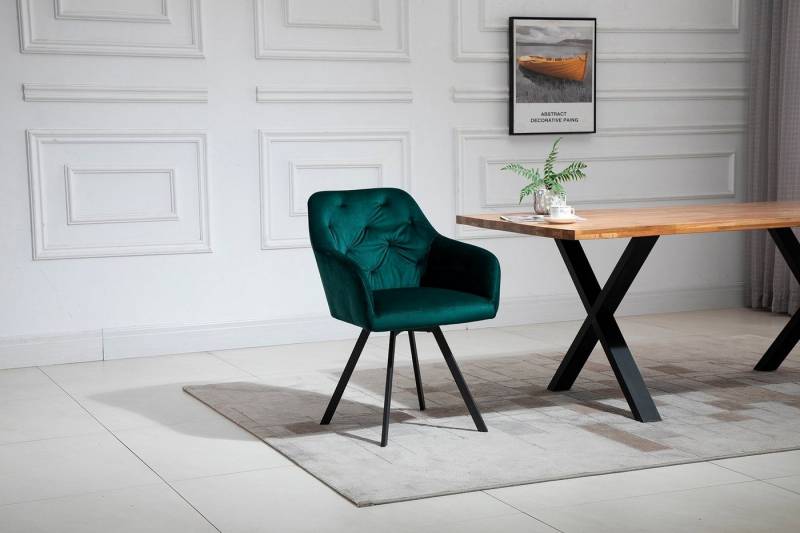 SalesFever Esszimmerstuhl Toronto Stuhl - Stilvoller Armlehnstuhl mit Steppungen (1 St), Esszimmersessel, 360° Drehplatte unter der Sitzfläche von SalesFever