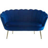 SalesFever Muschelsofa aus Samt Dunkelblau Beine Chrom Gold 136x77x78 cm von SalesFever