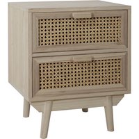 SalesFever Nachttisch, Mitteldichte Faserplatte/PaulowniaHolz/Rattan, Natur - beige von SalesFever