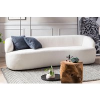 SalesFever Nierensofa 3-Sitzer Bouclé Stoff Weiß 220x93x70 cm von SalesFever