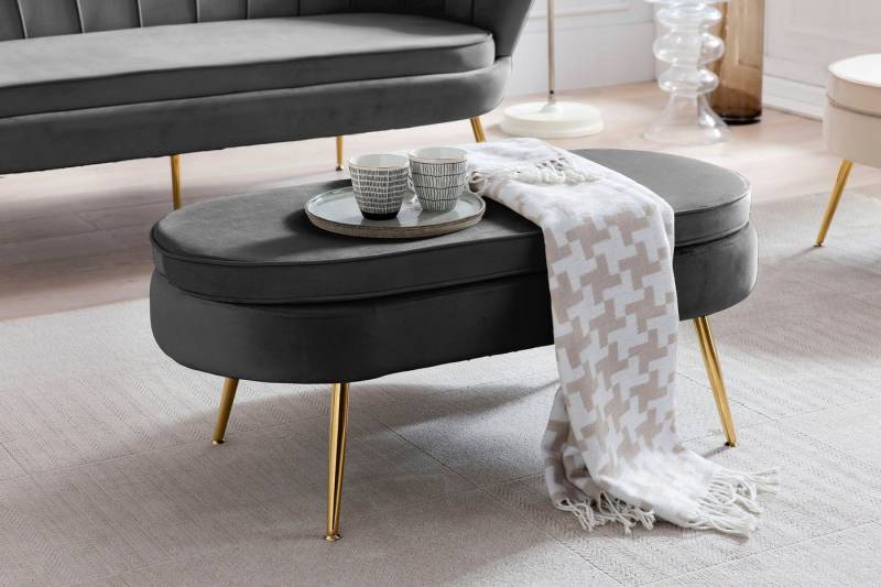 SalesFever Polsterhocker Clam - Stilvoller Polsterhocker, Elegantes Design in ovaler Form, 99cm Breite von SalesFever
