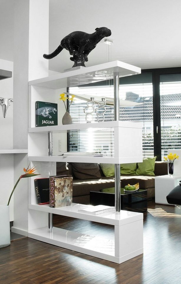 SalesFever Raumteilerregal Levanto Regal mit Stil, 2-in-1 Raumteiler: Stilvolles Regal mit Hochglanzoberfläche von SalesFever