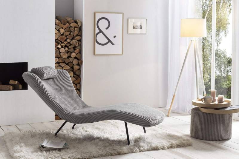 SalesFever Relaxliege Liege mit Texturstoff in Hellgrau von SalesFever