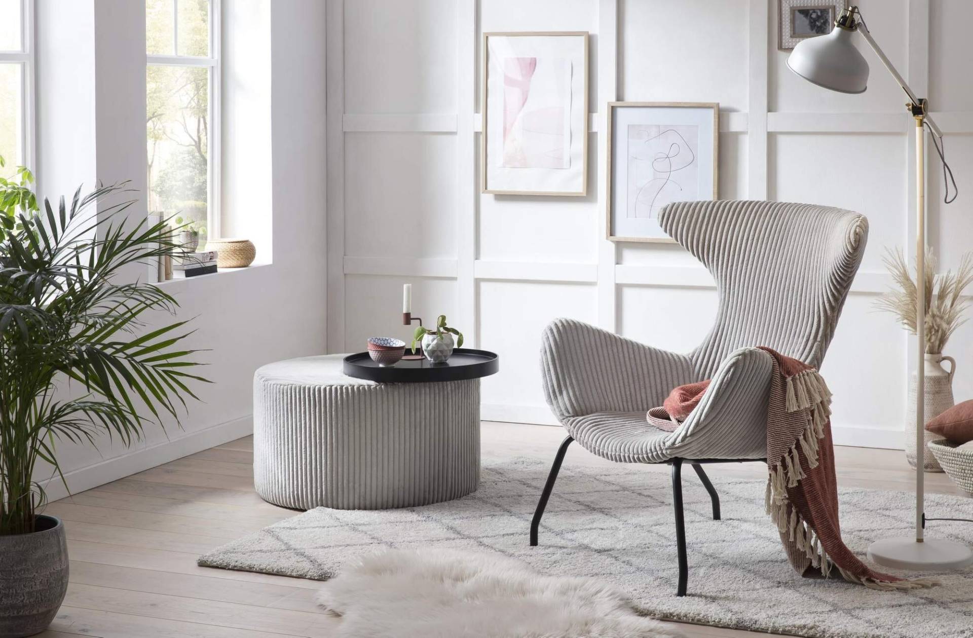 SalesFever Relaxsessel Sessel mit Texturstoff in Grau von SalesFever