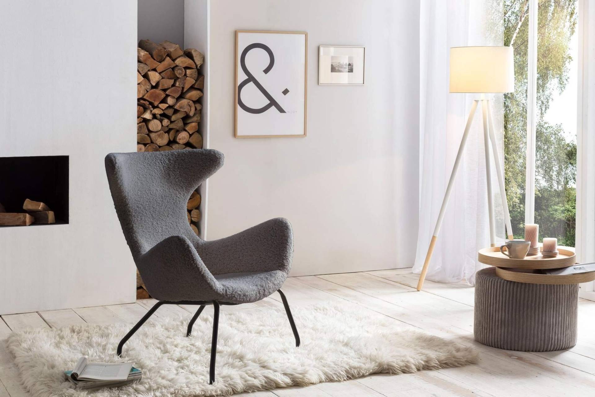 SalesFever Relaxsessel Teddyfell grau von SalesFever