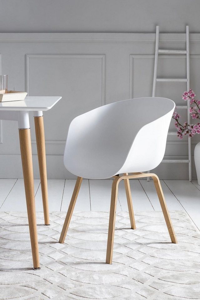 SalesFever Schalenstuhl Lund Designer Schalenstuhl-Set (Set, 2 St), Zweier-Set: Metallbeine mit edler Holzoptik von SalesFever