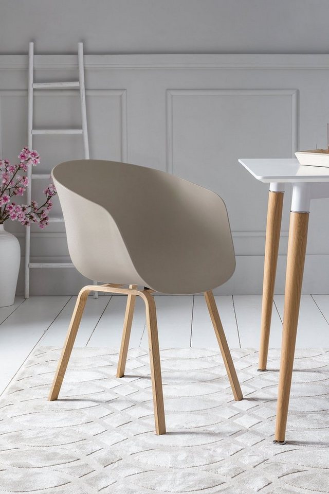 SalesFever Schalenstuhl Lund Designer Schalenstuhl-Set (Set, 2 St), Zweier-Set: Metallbeine mit edler Holzoptik von SalesFever