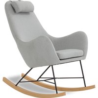SalesFever Schaukelstuhl Grau Textil Eiche Massivholz Kufen von SalesFever