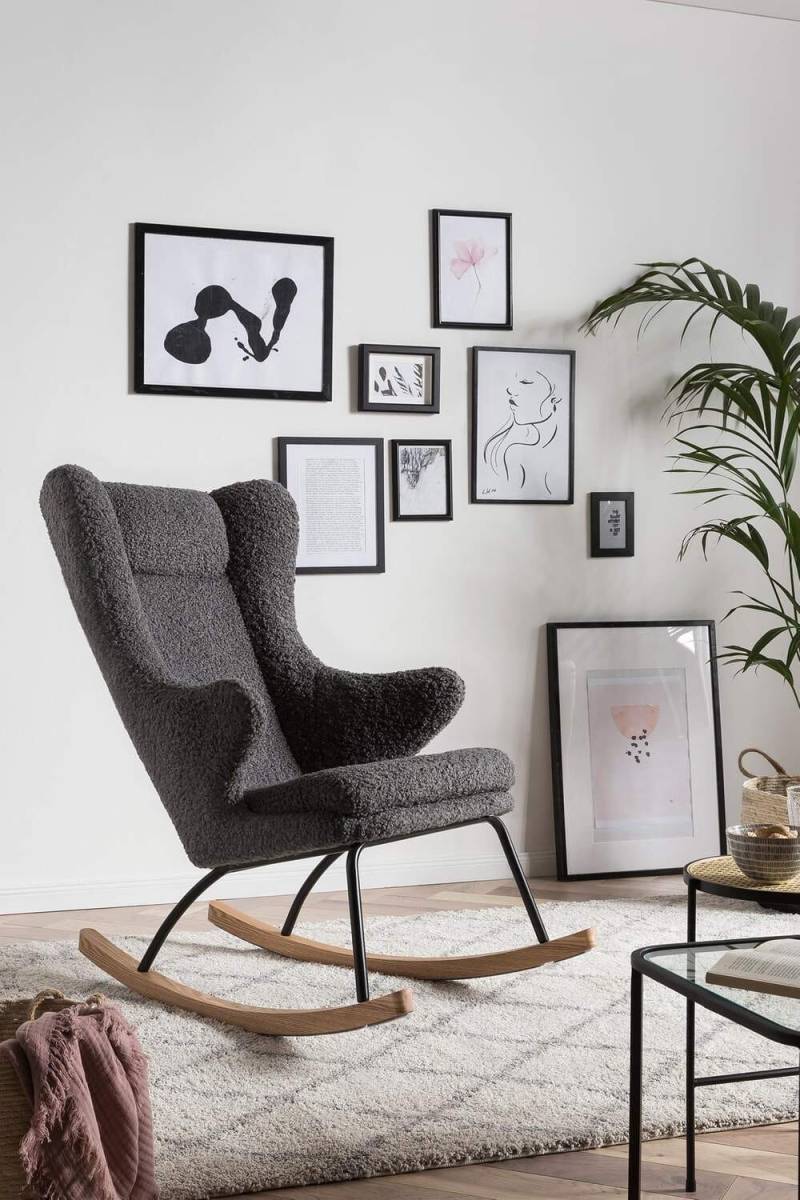 SalesFever Schaukelstuhl Teddyfell grau von SalesFever