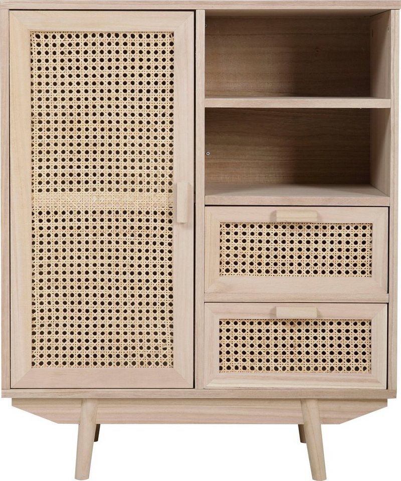 SalesFever Sideboard, Tür und Schubladenfronten aus Rattangeflecht, Wiener Geflecht von SalesFever