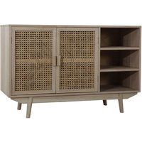 SalesFever Sideboard, natur, Mitteldichte Faserplatte (MDF)/paulowniaholz/rattan - beige von SalesFever