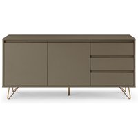 SalesFever Sideboard mit 2 Türen und 3 Schubladen Holzwerkstoff Metallgestell Gold von SalesFever