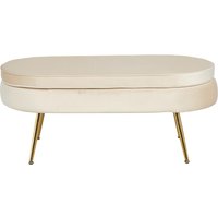 SalesFever Sitzpouf aus Samt Oval Metallbeine Chrom goldfarben von SalesFever