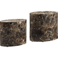 SalesFever Couchtisch "Almeria - Stilvoller Wohnzimmer- und Beistelltisch" Set, 2er Set, 2 Stk. tlg. oval, in Marmoroptik foliert von Salesfever