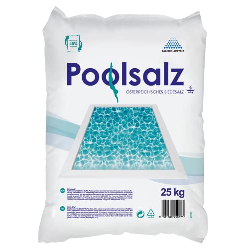 Salinen Austria 6 x POOLSALZ 25kg für Salzwasser-Pool & Schwimmbad I hochreines Siedesalz, 99,9% NaCI I schnell löslich, geeignet für alle Salz-Elektrolyseanlagen/Chlorinatoren von Salinen Austria