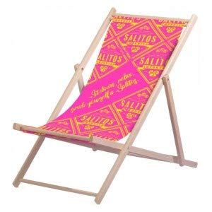 Salitos Liegestuhl Pink aus Buchenholz dreifach verstellbar Beach Party Festival Sommer Relaxliege Garten Sonnenliege Strandliege von Salitos-Salitos