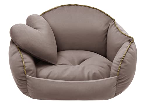 Salla Bett für Hunde & Katzen, Waschbares Hundebett, Kuschelbett für Haustiere, Flauschig & Kuschlig, Haustierbett, Kuschelkörbchen mit Kissen, Herzkissen mit Katzenbett, Beige, 75 x 65 cm von Salla