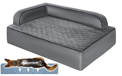 Salla Hundebett, Orthopädisches Bett für Hunde, Waschbares Hundesofa mit Abnehmbarem Bezug, Hundematratze, für Haustiere, Flauschig & Kuschelig, Haustierbett, Hundecouch, 120 cm x 90 cm, Grau von Salla