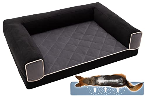 Salla Hundebett, Orthopädisches Bett für Hunde, Waschbares Hundesofa mit Abnehmbarem Bezug, Hundematratze, für Haustiere, Haustierbett, Hundecouch, 150 cm x 100 cm, Schwarz von Salla