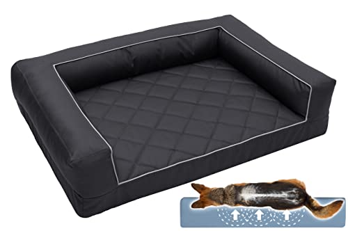 Salla Hundebett, Orthopädisches Bett für Hunde, Waschbares Hundesofa mit Abnehmbarem Bezug, Hundematratze für Haustiere, Haustierbett, Tierbett, Hundecouch, 120 cm x 90 cm, Graphit von Salla