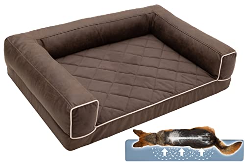 Salla Hundebett, Orthopädisches Bett für Hunde, Waschbares Hundesofa mit Abnehmbarem Bezug, Hundematratze für Haustiere, Haustierbett aus Vintage-Stoff mit Velours, Hundecouch, 80 cm x 60 cm, Braun von Salla