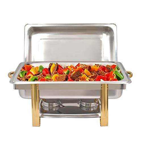 Sallurmose Edelstahl Chafing Dishes 9L Kapazität Buffet Speisenwärmer Elegante Buffetschalen mit Deckel für Partys von Sallurmose