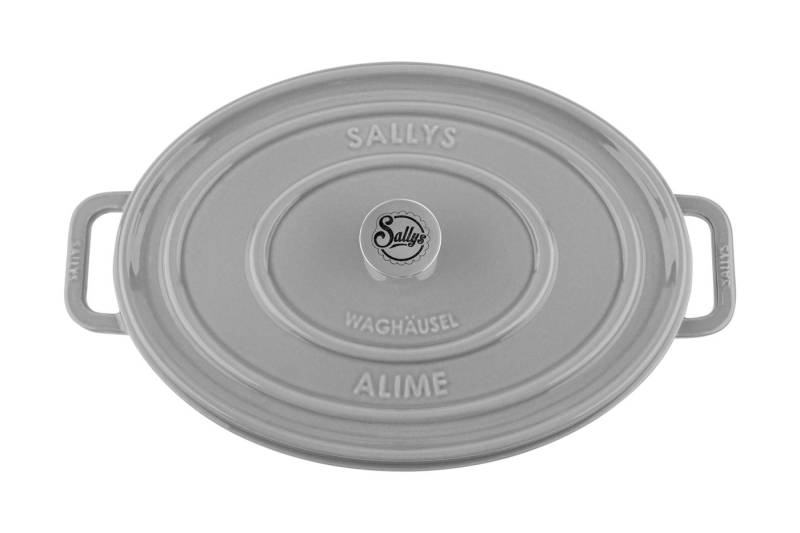 Sallys Bräter Vielseitiger Gusseisentopf ALIME, oval für Brot, Braten & Schmoren, Vollgusseisen mit hochwertiger Emaille-Beschichtung (Schmortopf mit Deckel, inklusive Noppen-Deckel, langlebig & ofenfest bis 250 °C), Gusseisenbräter, 36,5 × 26 cm / Vollgusseisen Emaille-Beschichtung von Sallys