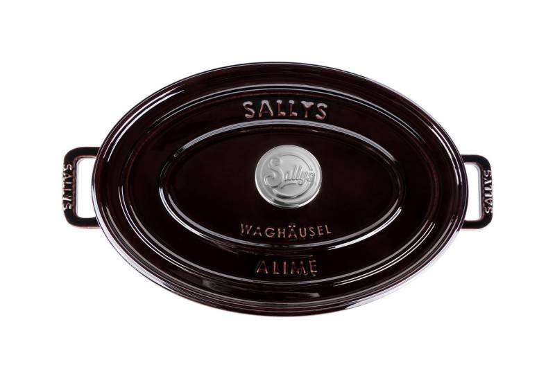 Sallys Bräter Vielseitiger Gusseisentopf ALIME, oval für Brot, Braten & Schmoren, Vollgusseisen mit hochwertiger Emaille-Beschichtung (Schmortopf mit Deckel, inklusive Noppen-Deckel, langlebig & ofenfest bis 250 °C), Gusseisenbräter, 36,5 × 26 cm / Vollgusseisen Emaille-Beschichtung Sallys Bräter Vielseitiger Gusseisentopf ALIME, oval für Brot, Braten & Schmoren, Vollgusseisen mit hochwertiger Emaille-Beschichtung (Schmortopf mit Deckel, inklusive Noppen-Deckel, langlebig & ofenfest bis 250 °C), Gusseisenbräter, 36,5 × 26 cm / Vollgusseisen Emaille-Beschichtung von Sallys