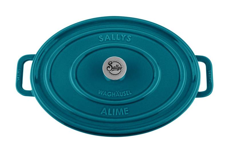 Sallys Bräter Vielseitiger Gusseisentopf ALIME, oval für Brot, Braten & Schmoren, Vollgusseisen mit hochwertiger Emaille-Beschichtung (Schmortopf mit Deckel, inklusive Noppen-Deckel, langlebig & ofenfest bis 250 °C), Gusseisenbräter, 36,5 × 26 cm / Vollgusseisen Emaille-Beschichtung Sallys Bräter Vielseitiger Gusseisentopf ALIME, oval für Brot, Braten & Schmoren, Vollgusseisen mit hochwertiger Emaille-Beschichtung (Schmortopf mit Deckel, inklusive Noppen-Deckel, langlebig & ofenfest bis 250 °C), Gusseisenbräter, 36,5 × 26 cm / Vollgusseisen Emaille-Beschichtung von Sallys